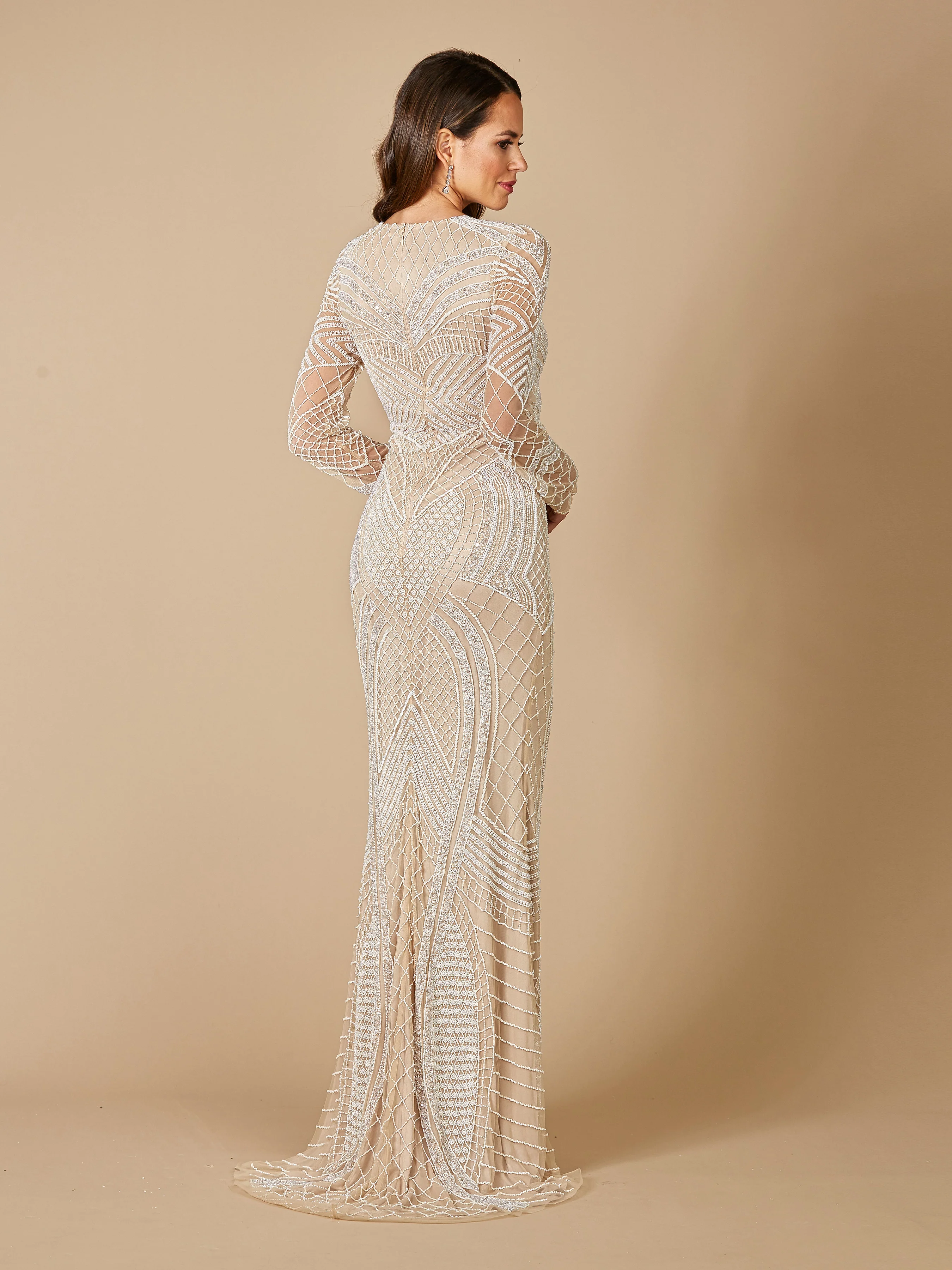 Haley Beaded Dress Nude/Ivory Bridal - Image 3