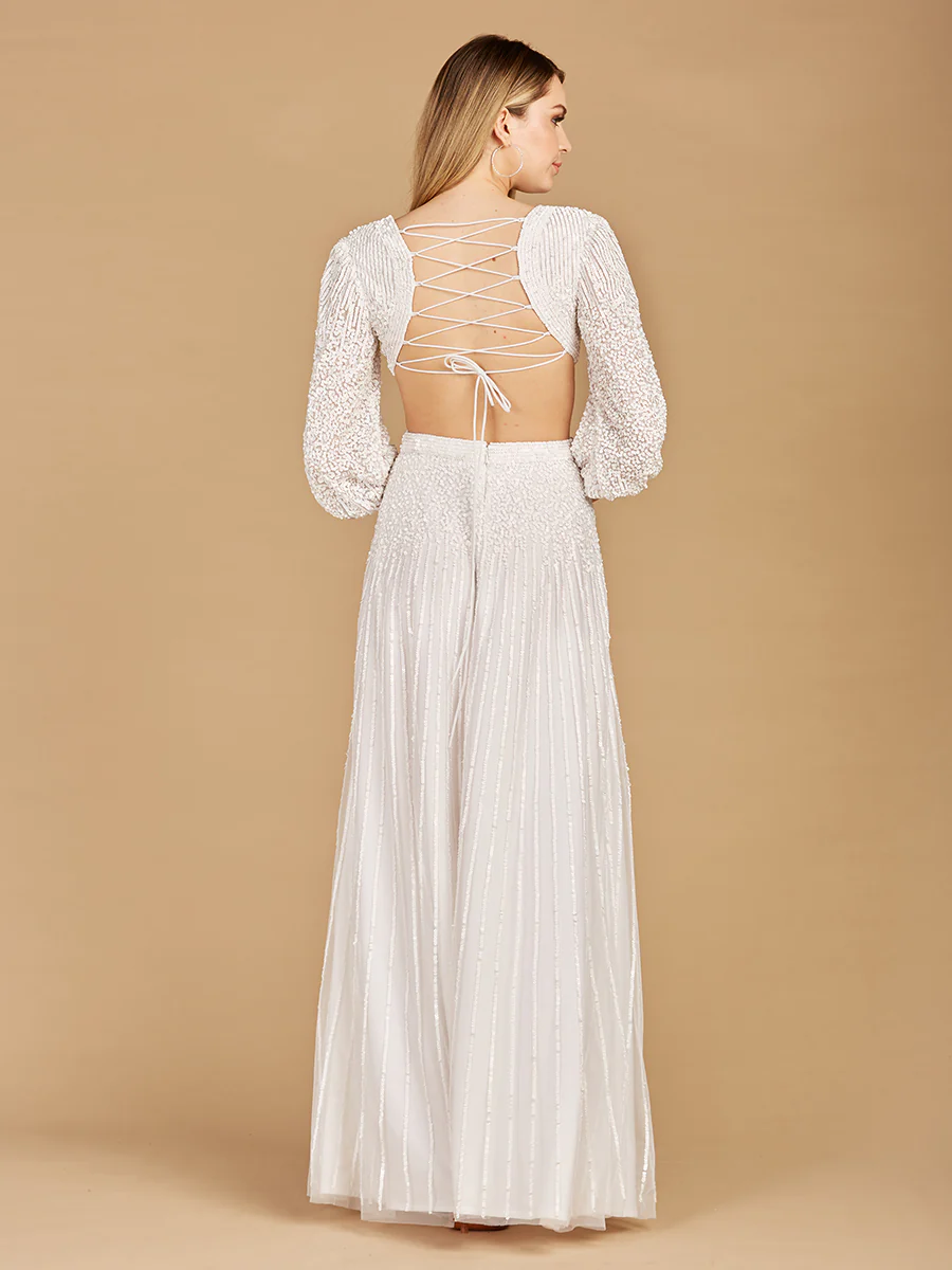 Long Sleeve Cut Out Wedding Dress - Image 4