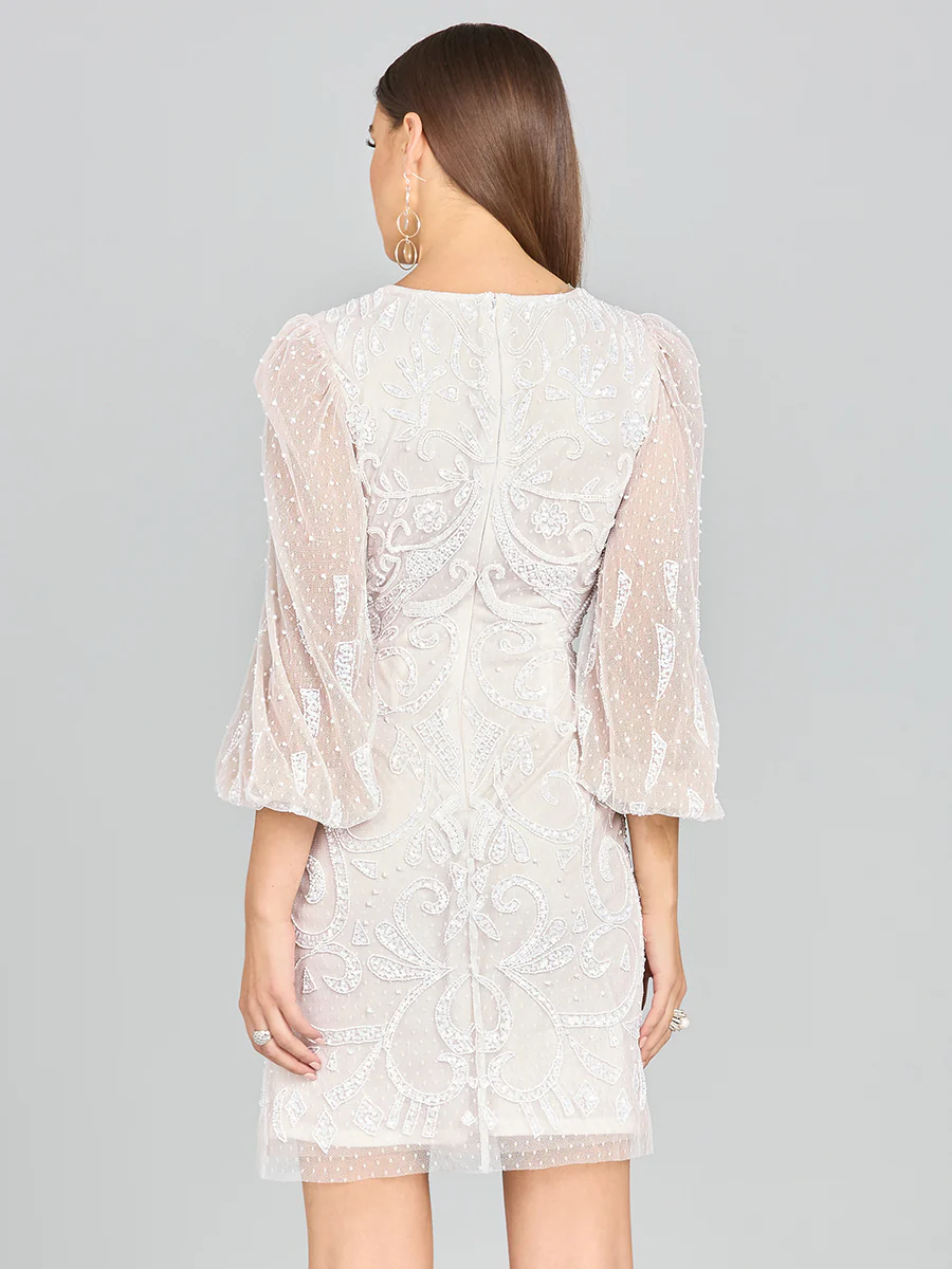 V-Neck, Balloon Sleeve Bridal Mini - Image 2