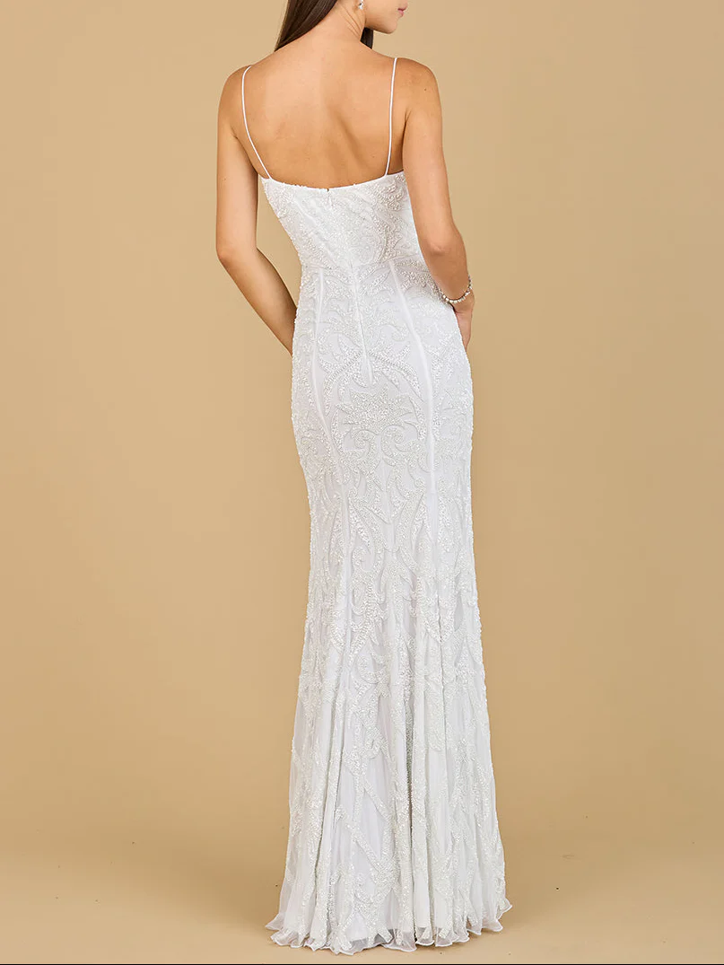 Beaded Spaghetti Strap Mermaid Gown - Image 2