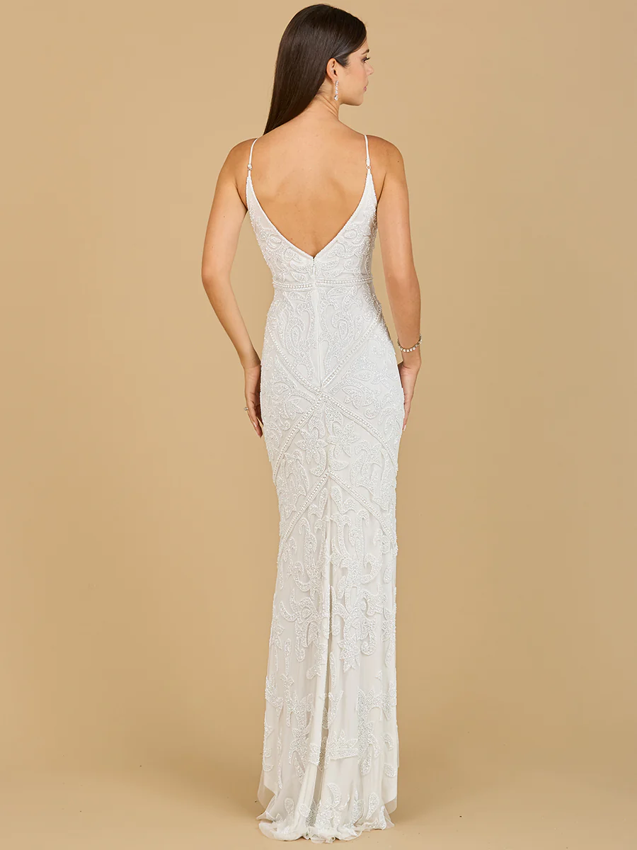 Beaded Spaghetti Strap Fitted Gown - Image 2