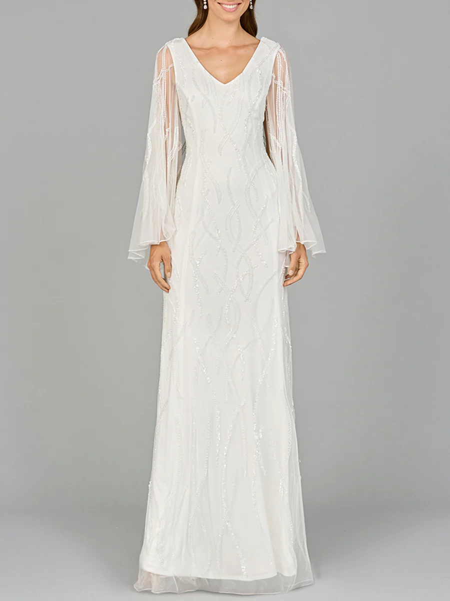 Cape Sleeve Beaded Bridal Gown