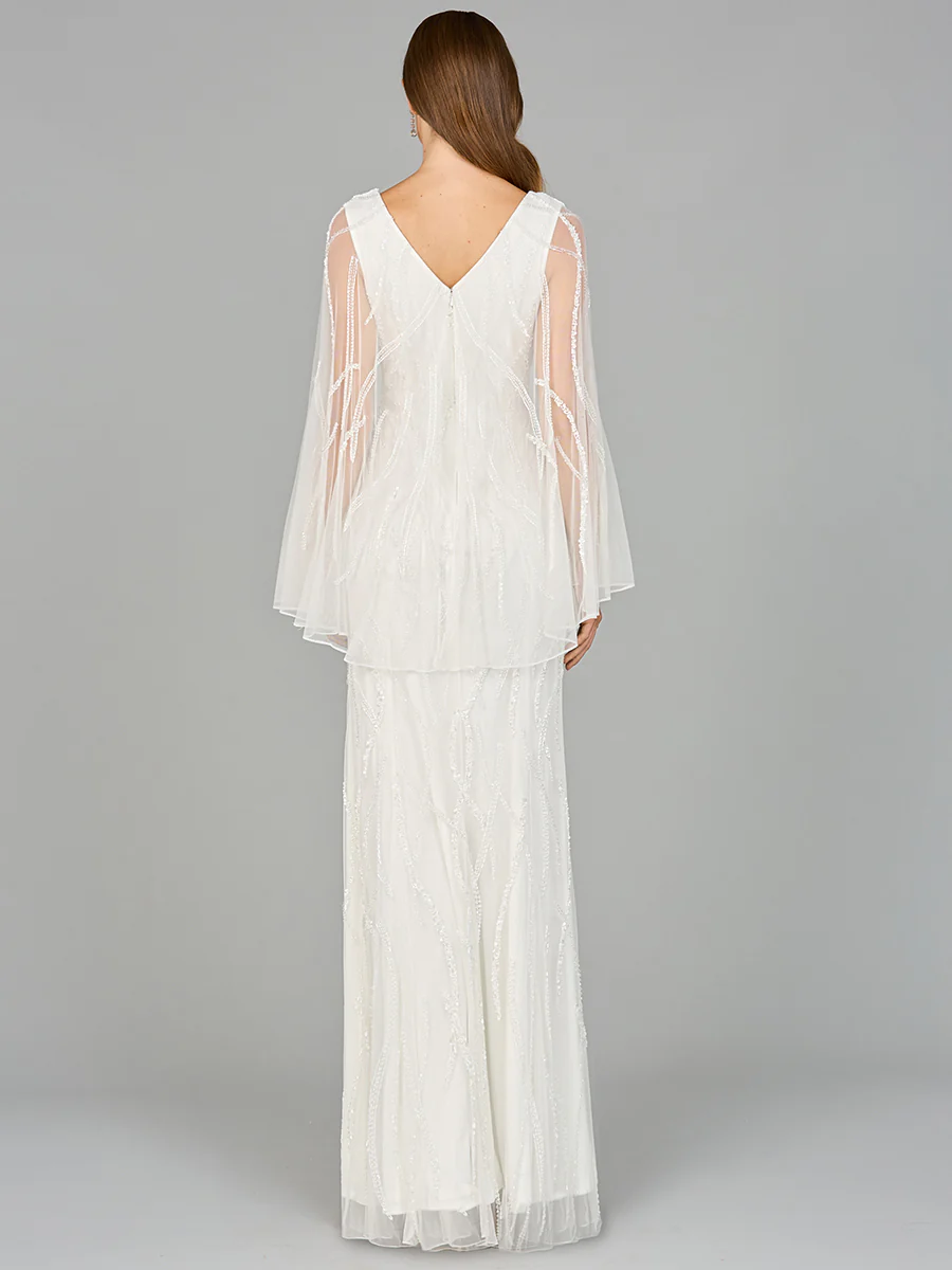 Cape Sleeve Beaded Bridal Gown - Image 2