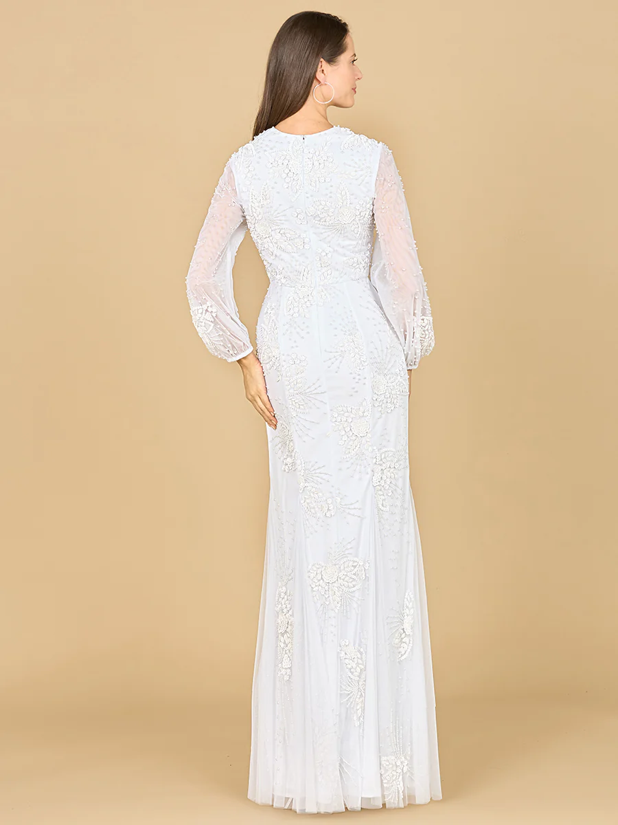 Long Sleeve Beaded Bridal Gown - Image 2