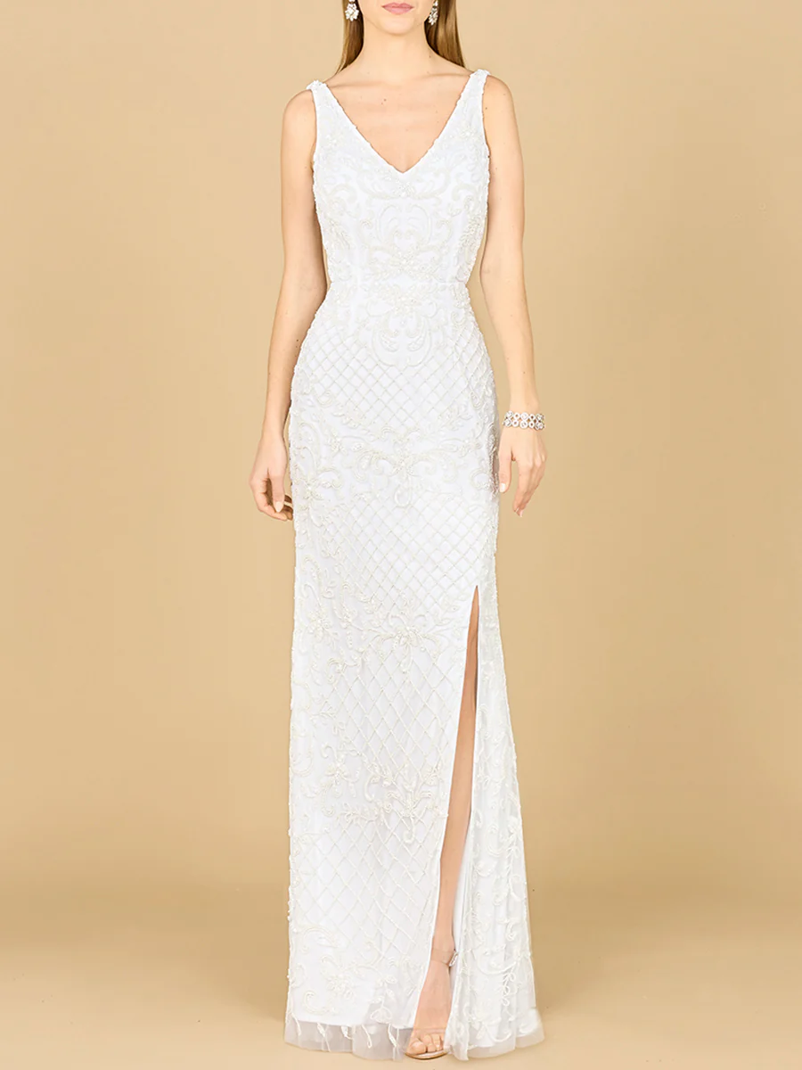 Beaded Bridal Gown with Lace Up Back