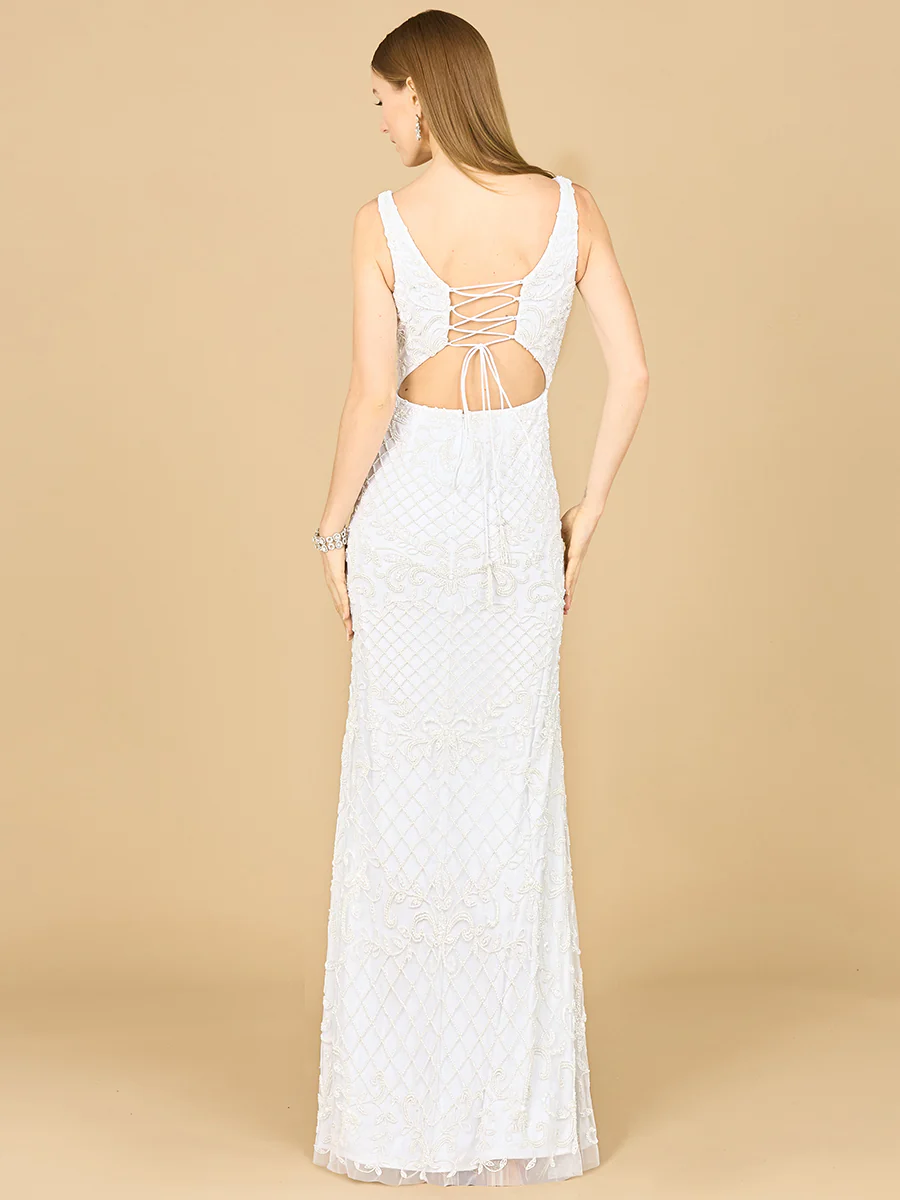 Beaded Bridal Gown with Lace Up Back - Image 2
