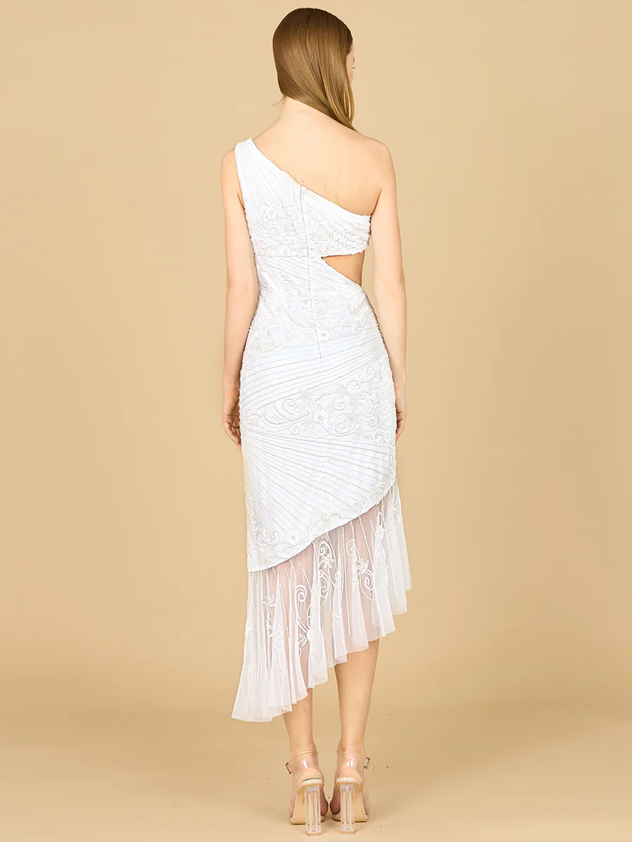 One Shoulder High-Low Beaded Gown | 51181 - Image 2