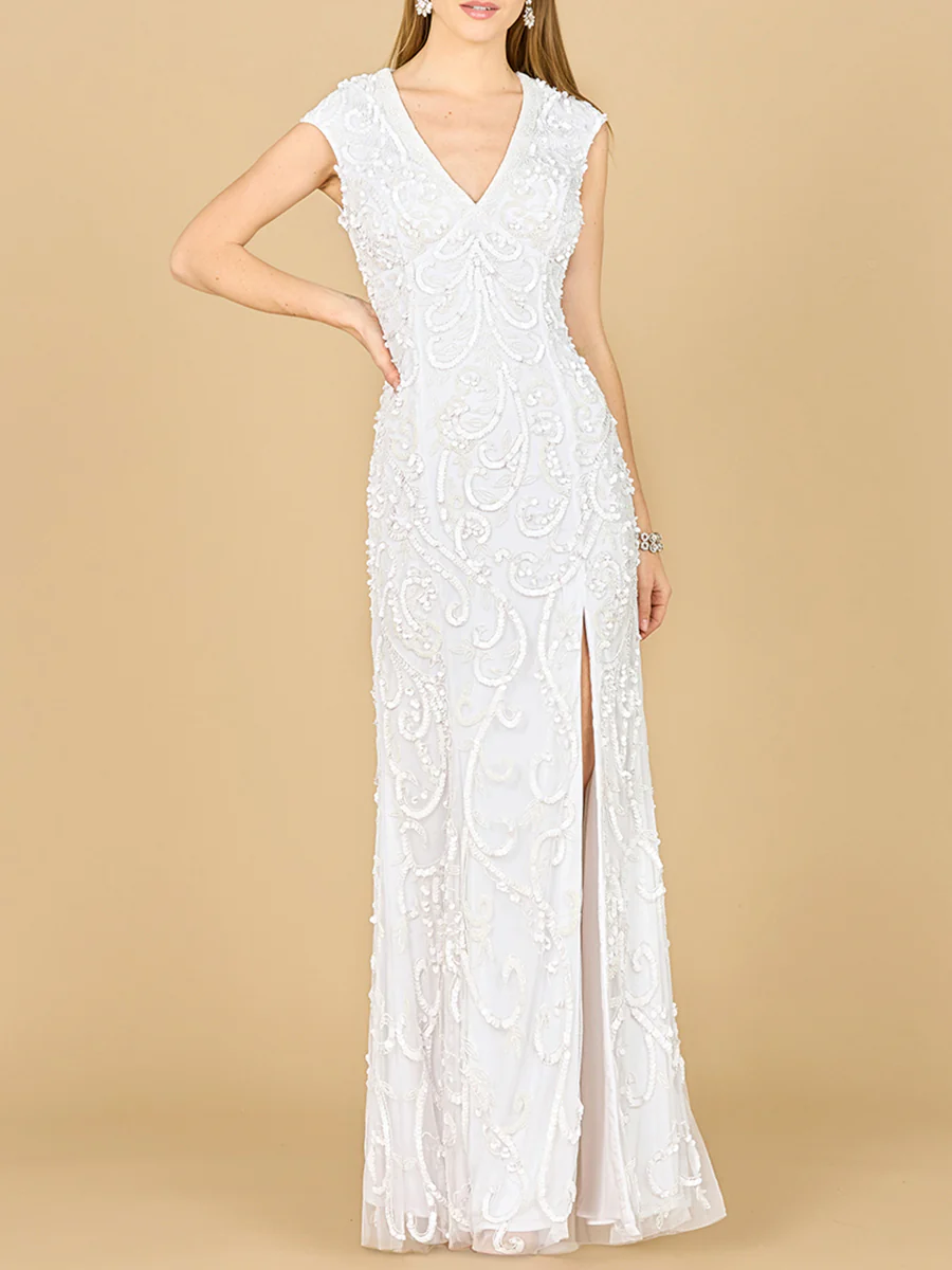 Beaded Cap Sleeve Wedding Dress