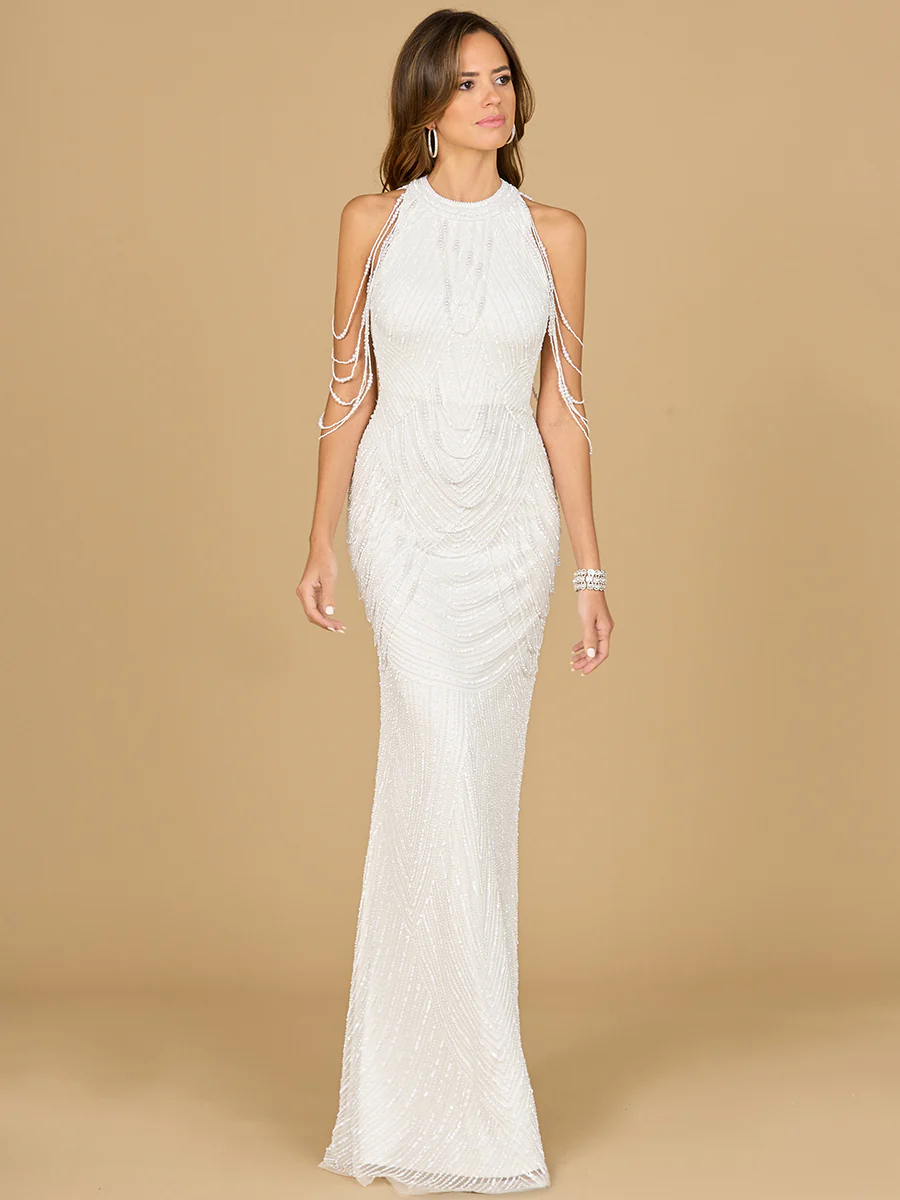 Halter Neck Gown with Fringe - Image 3