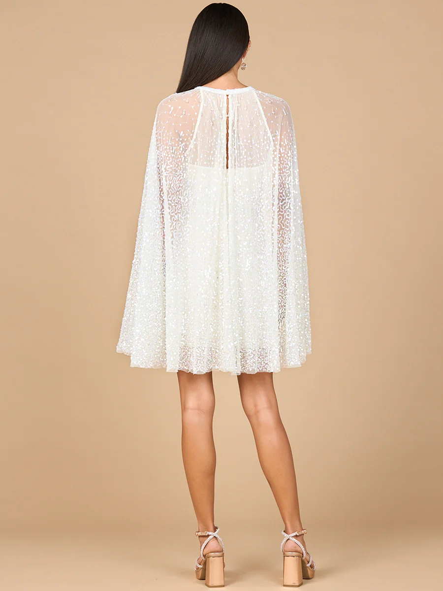 Beaded Bridal Cape Dress - Image 3