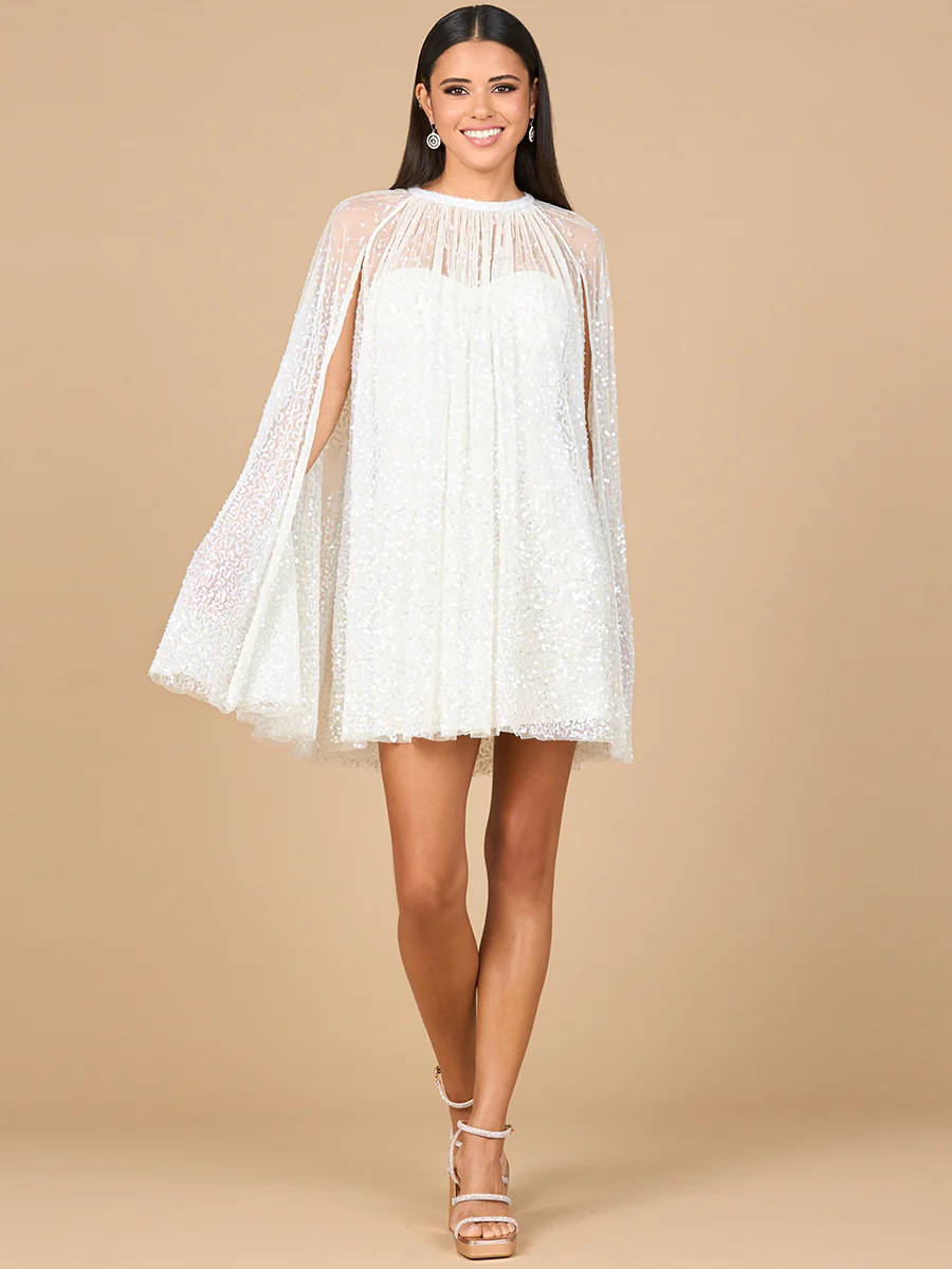 Beaded Bridal Cape Dress - Image 4