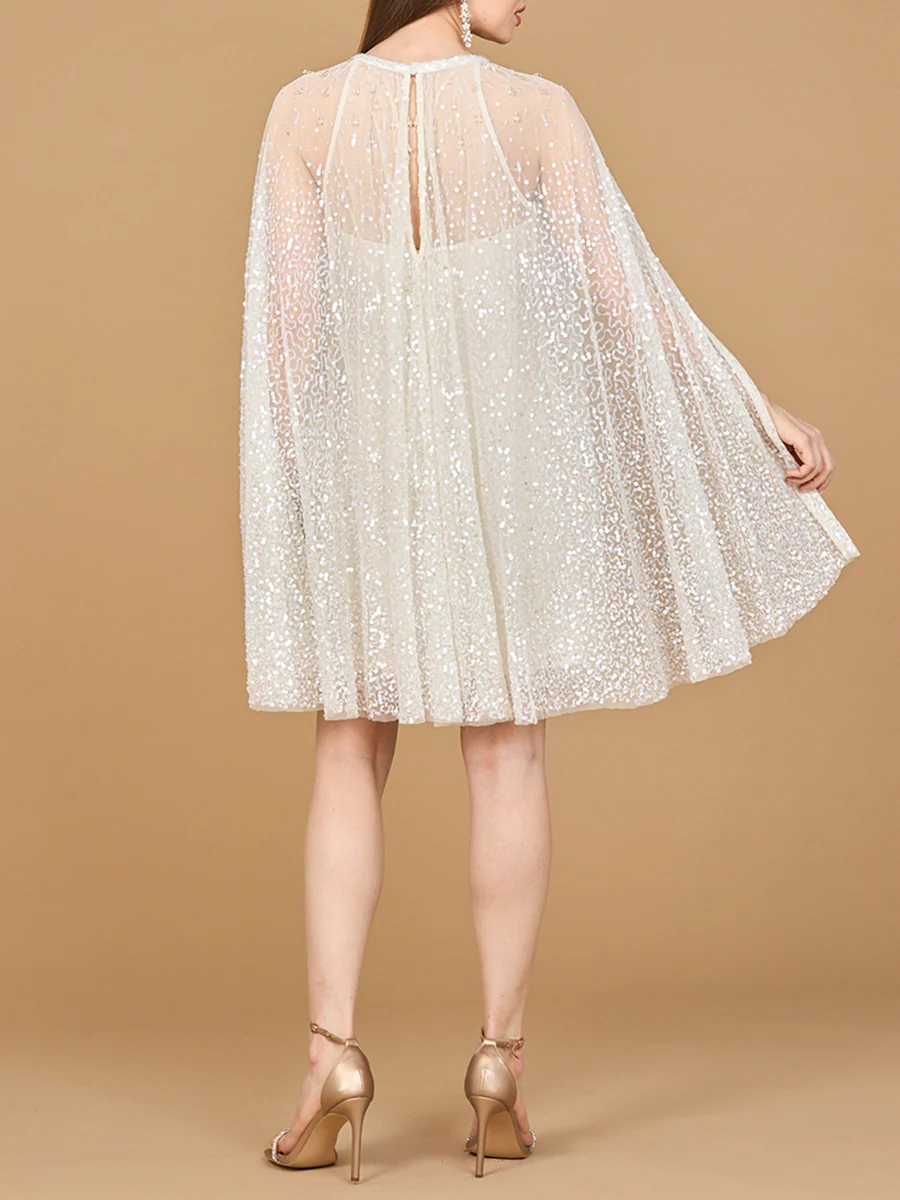 Beaded Bridal Cape Dress - Image 5