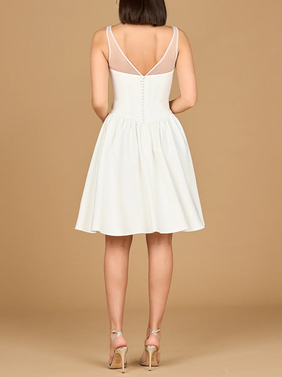 Illusion Neck Bridal Midi Dress - Image 2