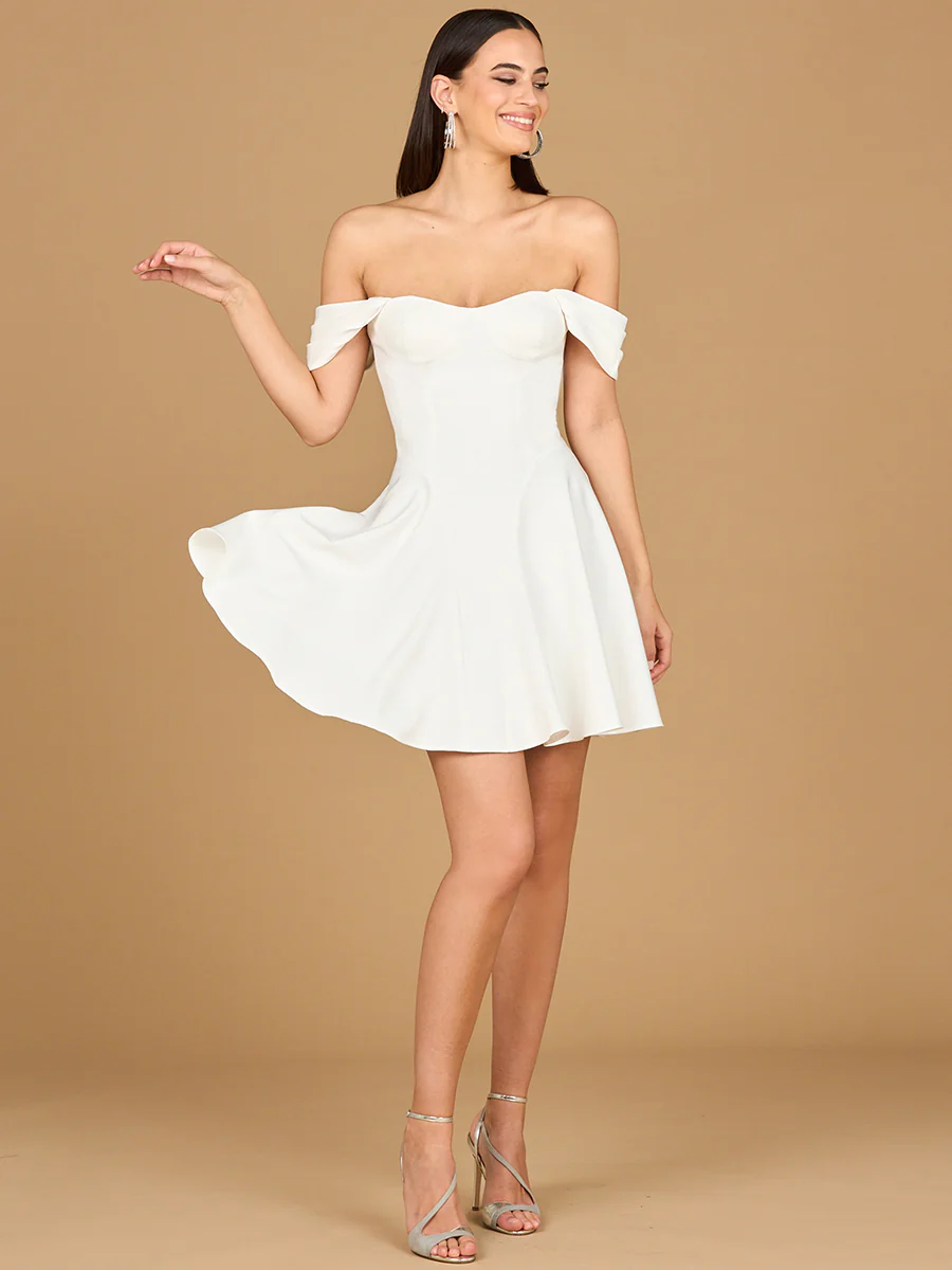 Off Shoulder, A-line Bridal Short Dress - Image 3