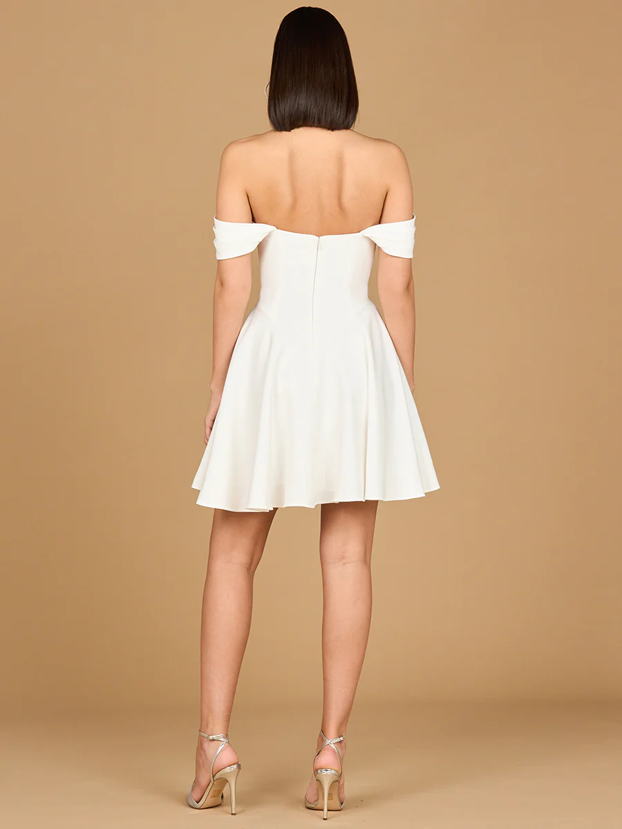Off Shoulder, A-line Bridal Short Dress - Image 4