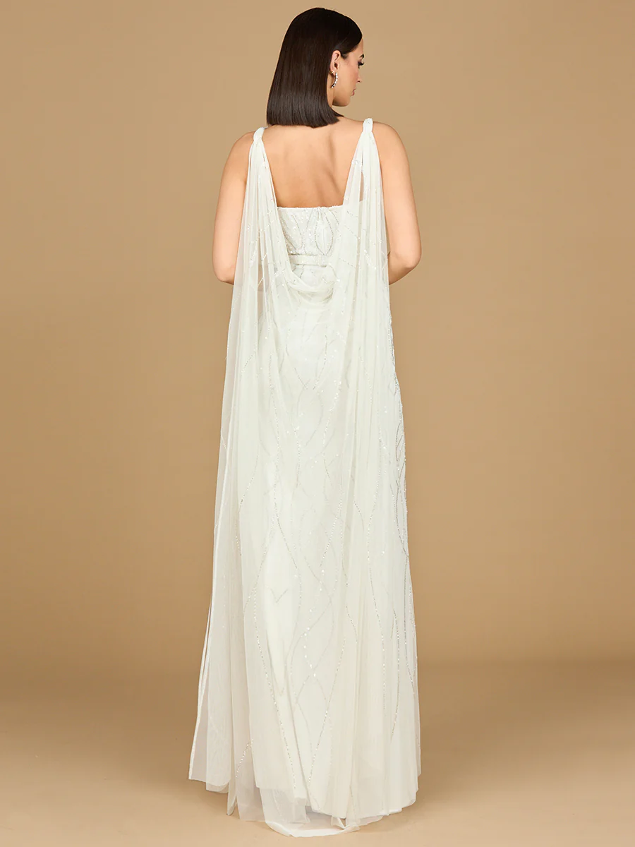 Lara 51214 - Beaded Wedding Gown with Cape - Image 2
