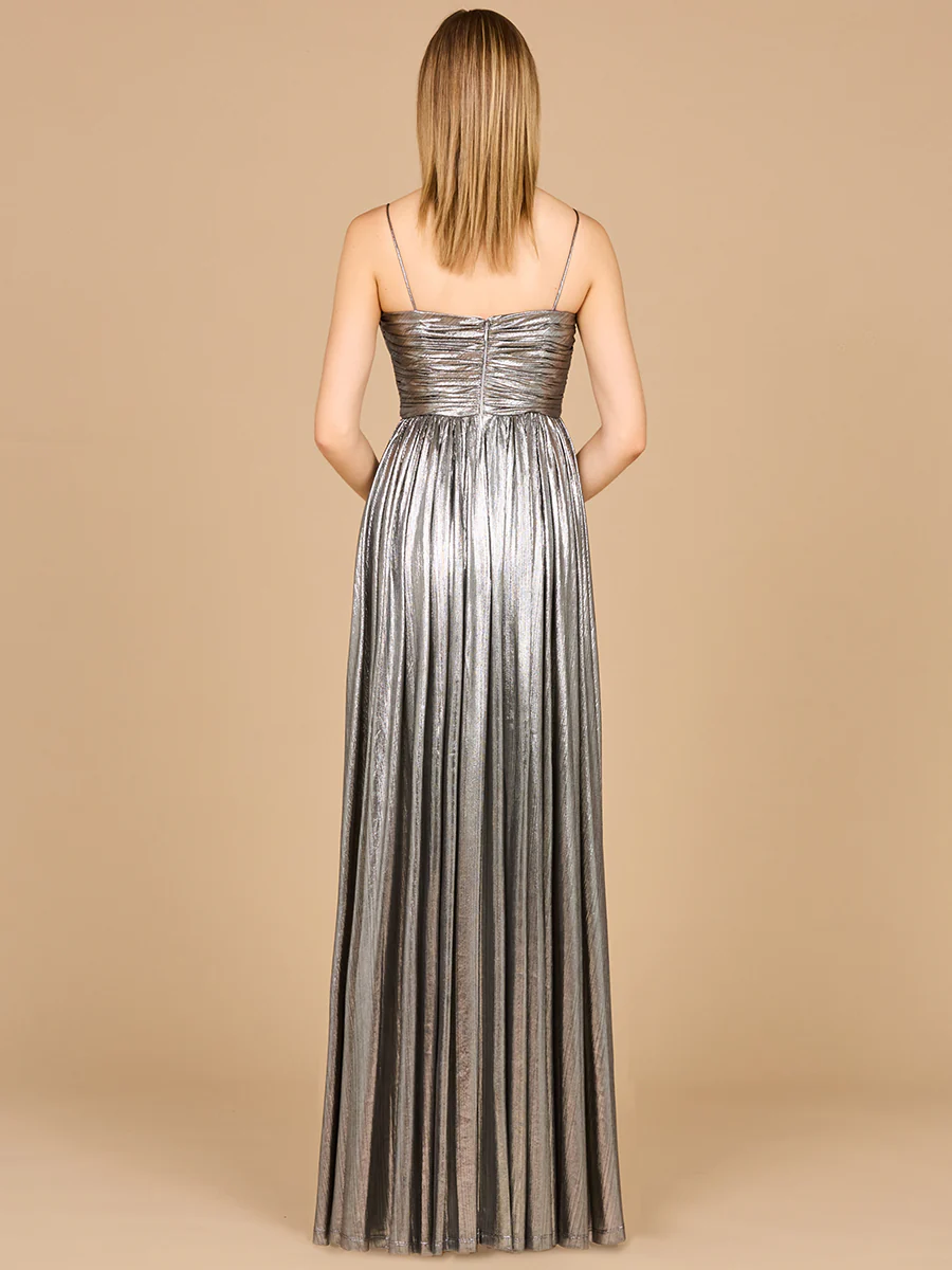High Slit Metallic Jersey Dress - Image 4