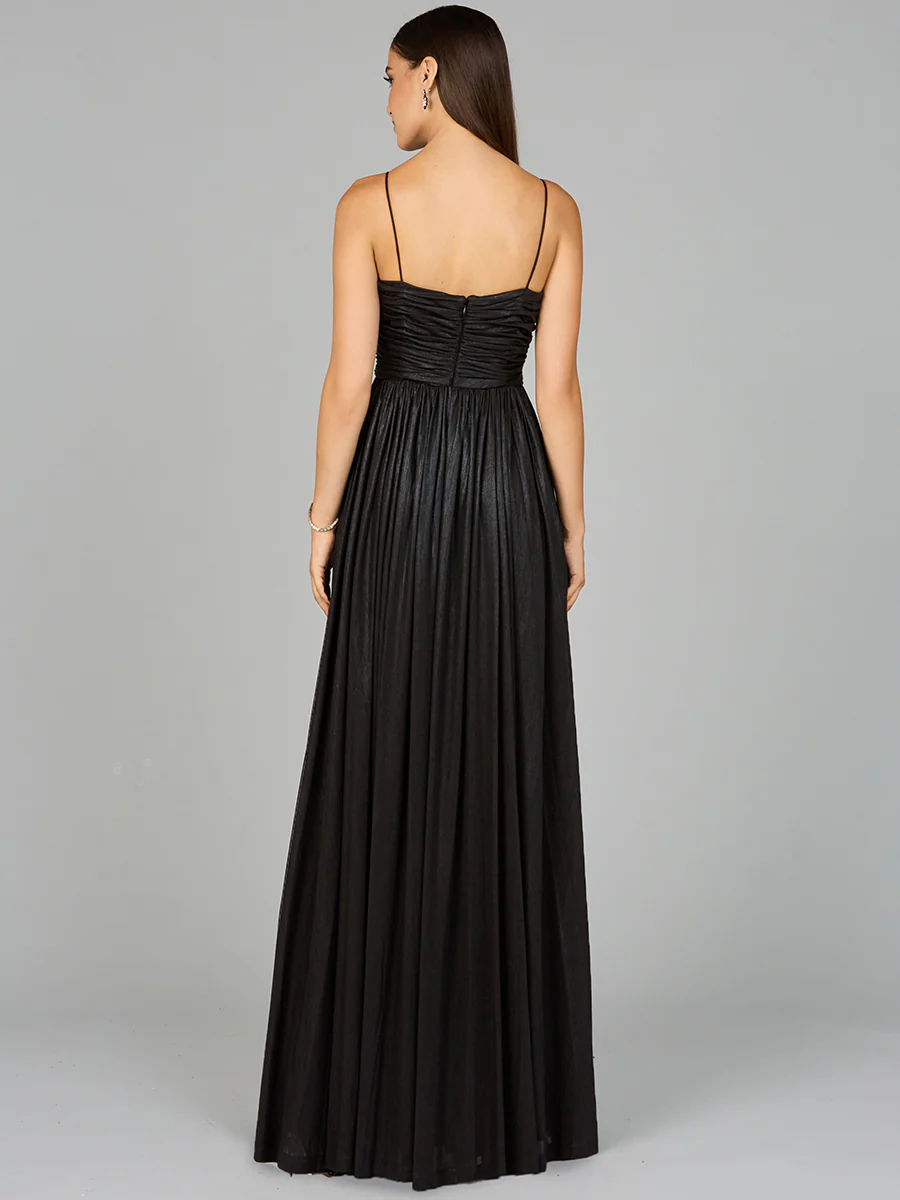 High Slit Metallic Jersey Dress - Image 5