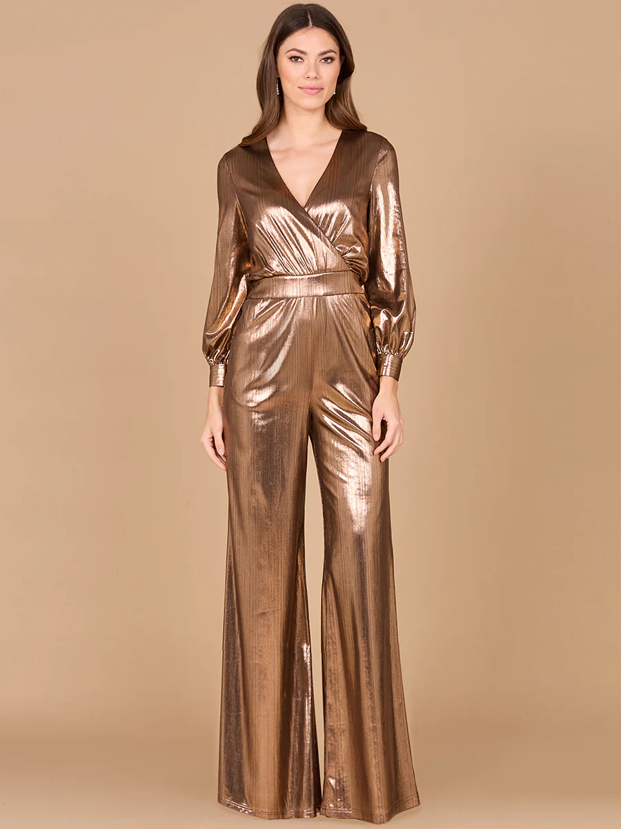 Metallic Shimmer Jumpsuit with Pockets - OUTLET - Image 2