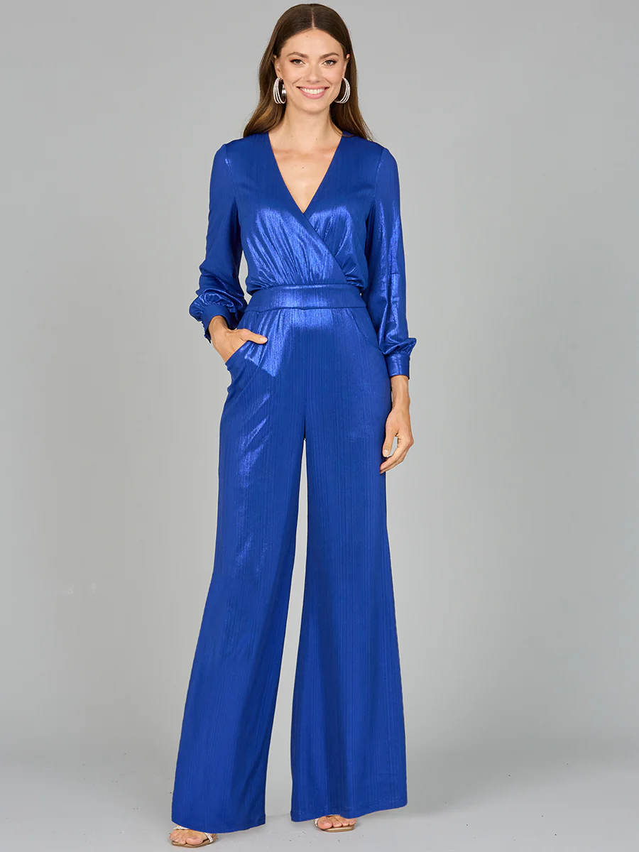 Metallic Shimmer Jumpsuit with Pockets - OUTLET - Image 3