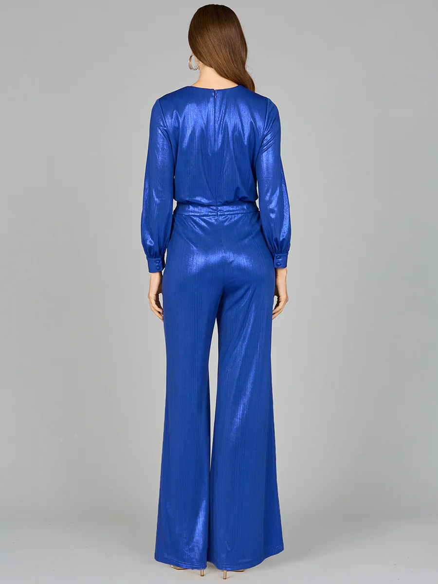 Metallic Shimmer Jumpsuit with Pockets - OUTLET - Image 4
