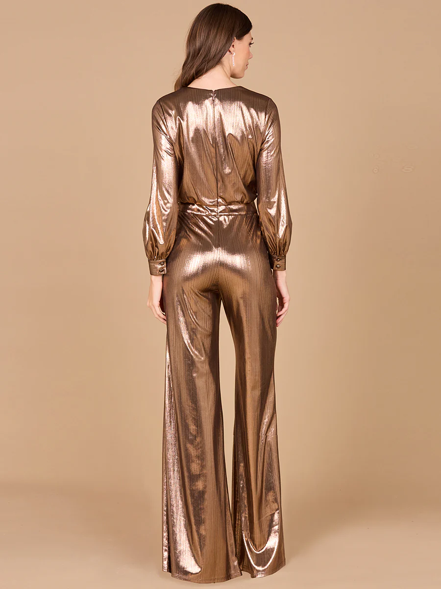 Metallic Shimmer Jumpsuit with Pockets - OUTLET - Image 5