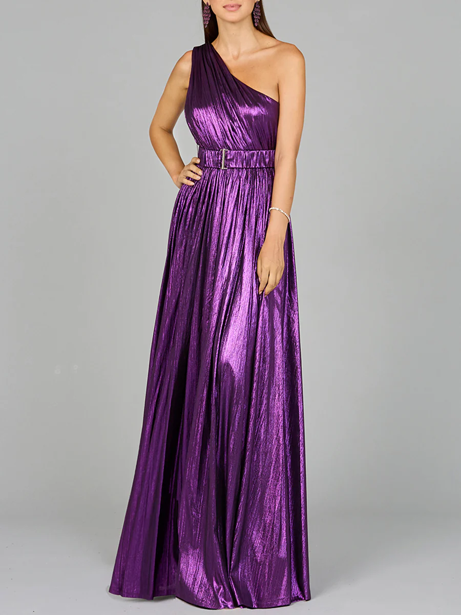 One Shoulder Metallic Dress - OUTLET