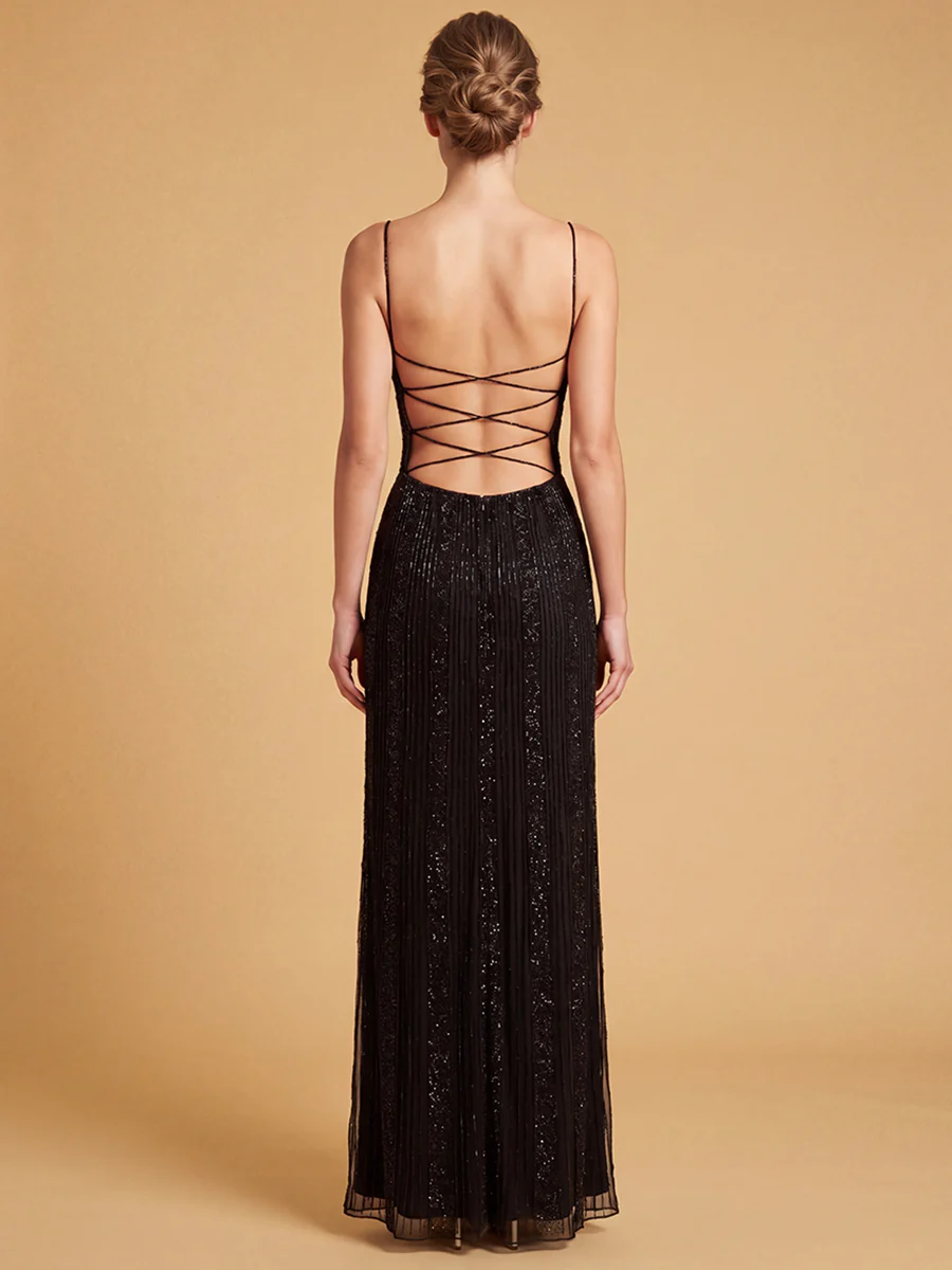 Lara 9917- Spaghetti Strap Beaded Gown - Image 4