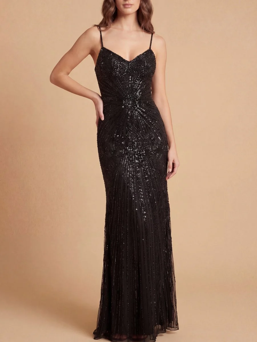 Detachable Straps Beaded Gown | 9921