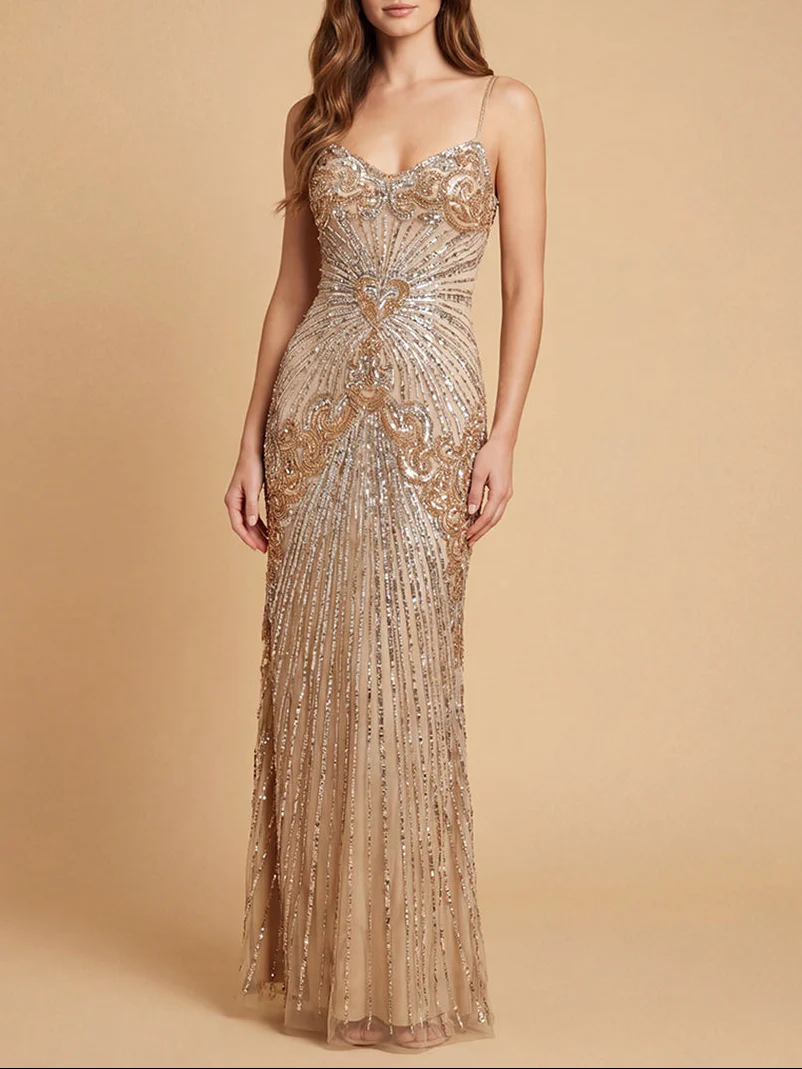 Detachable Straps Beaded Gown | 9921 - Image 2