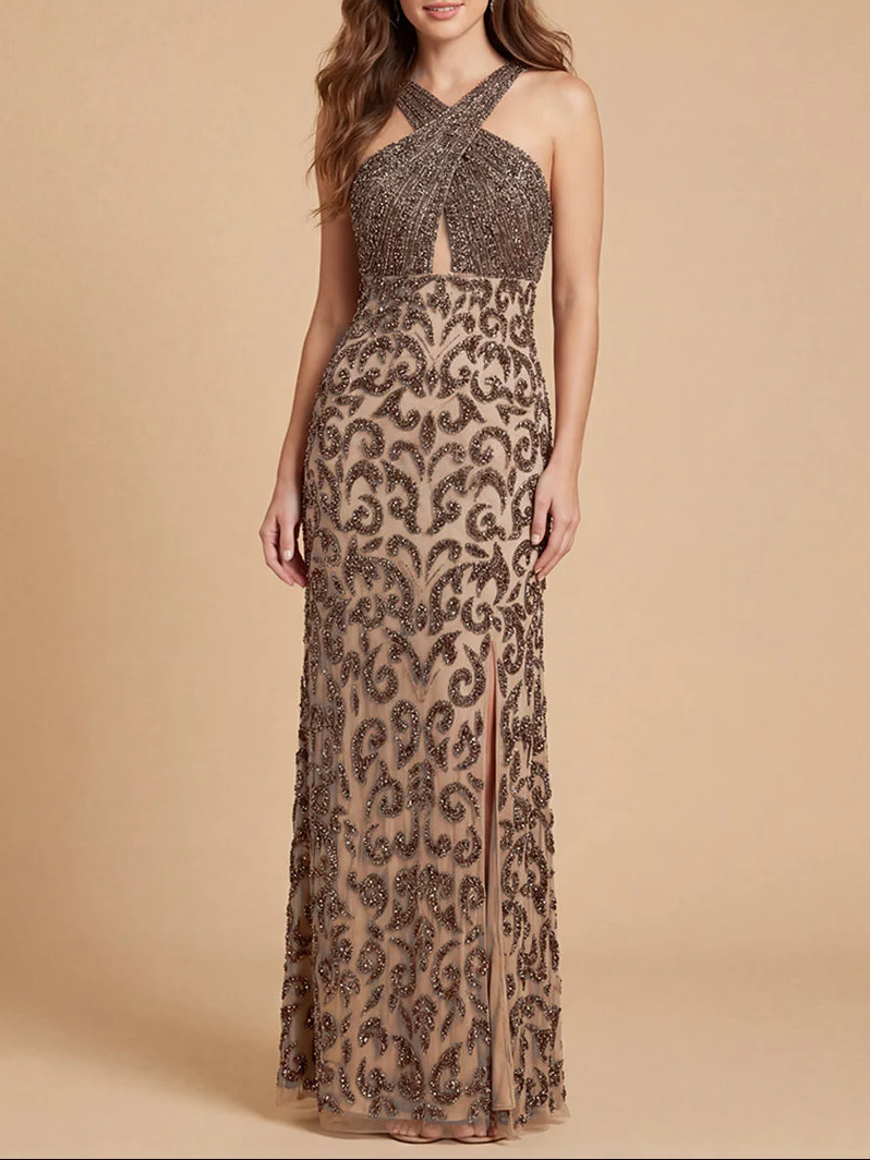 Beaded Cross Halter Dress | 9922 - Image 2