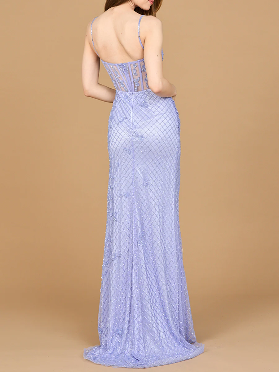 Beaded Corset Prom Gown with Slit - Image 2