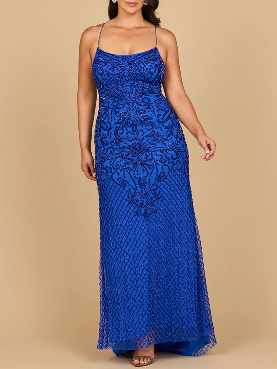 Lace Up Open Back Beaded Dress - Image 2