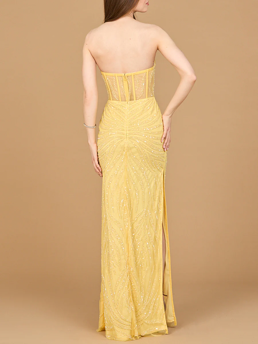 Beaded Corset Prom Dress with Slit - Image 3