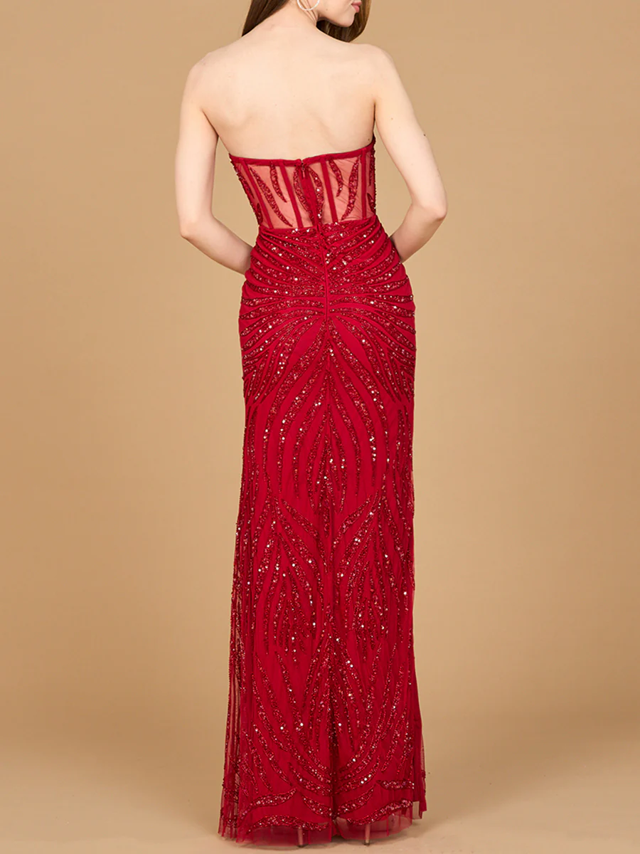 Beaded Corset Prom Dress with Slit - Image 4