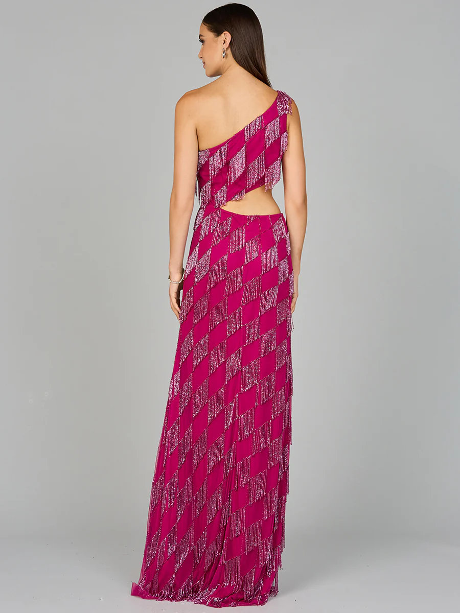 One Shoulder Fringe Gown - Image 3