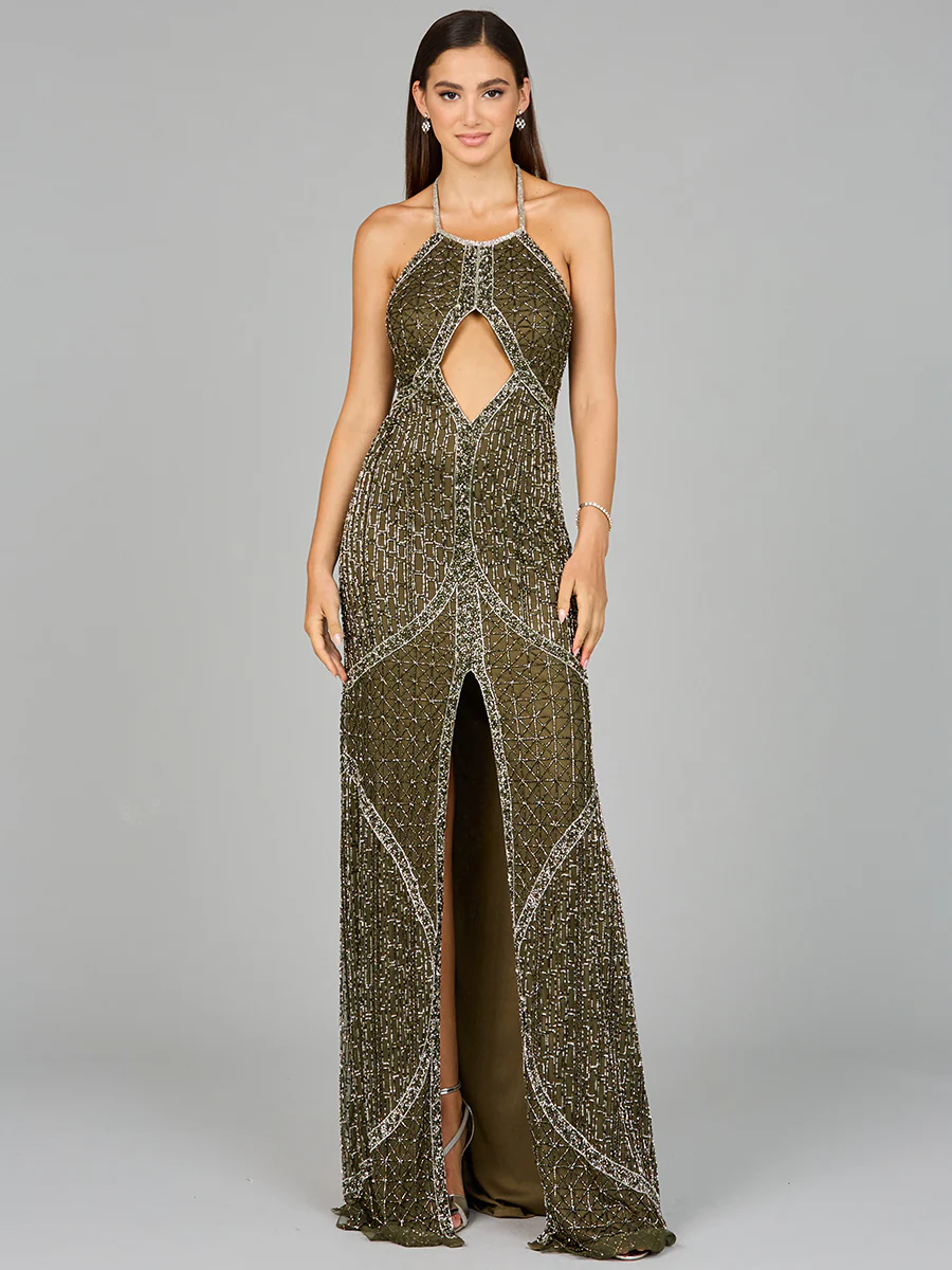 Symmetrical Halter Neck Beaded Gown - OUTLET - Image 2