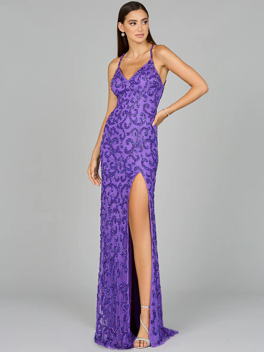Sultry Beaded Gown with Slit - Image 2