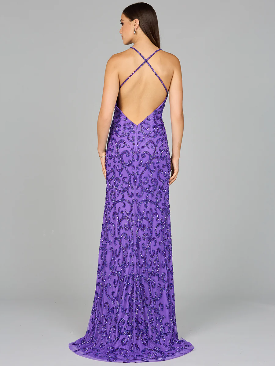 Sultry Beaded Gown with Slit - Image 3