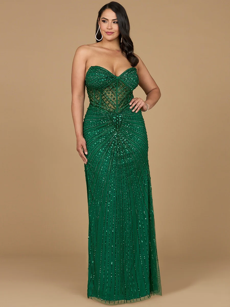 Embellished Strapless Gown with Slit | 9953 - Image 5
