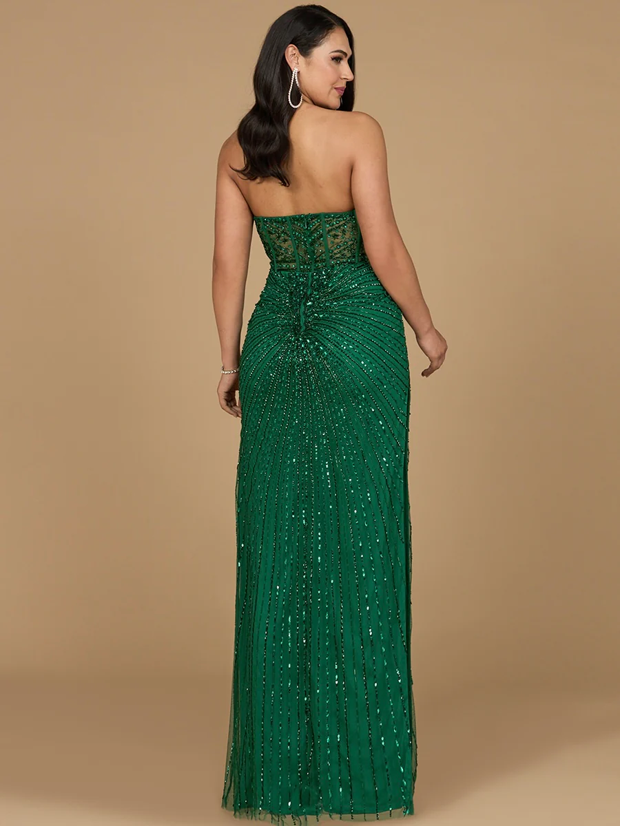 Embellished Strapless Gown with Slit | 9953 - Image 7