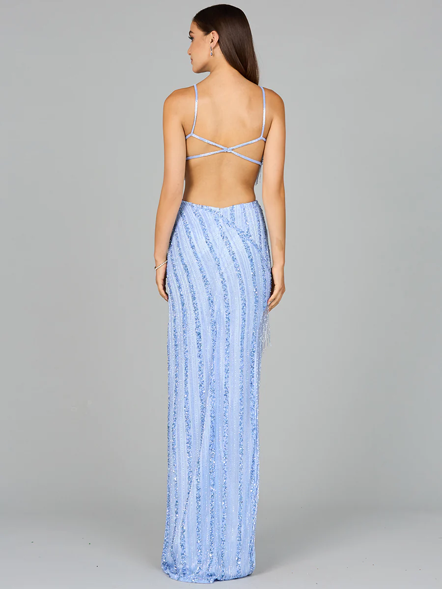Cutout Beaded Gown with Fringes - Image 6