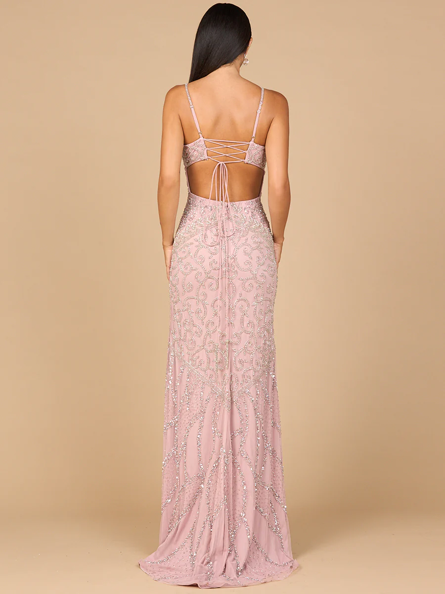 Embellished Gown with Slit And Low Back - Image 3