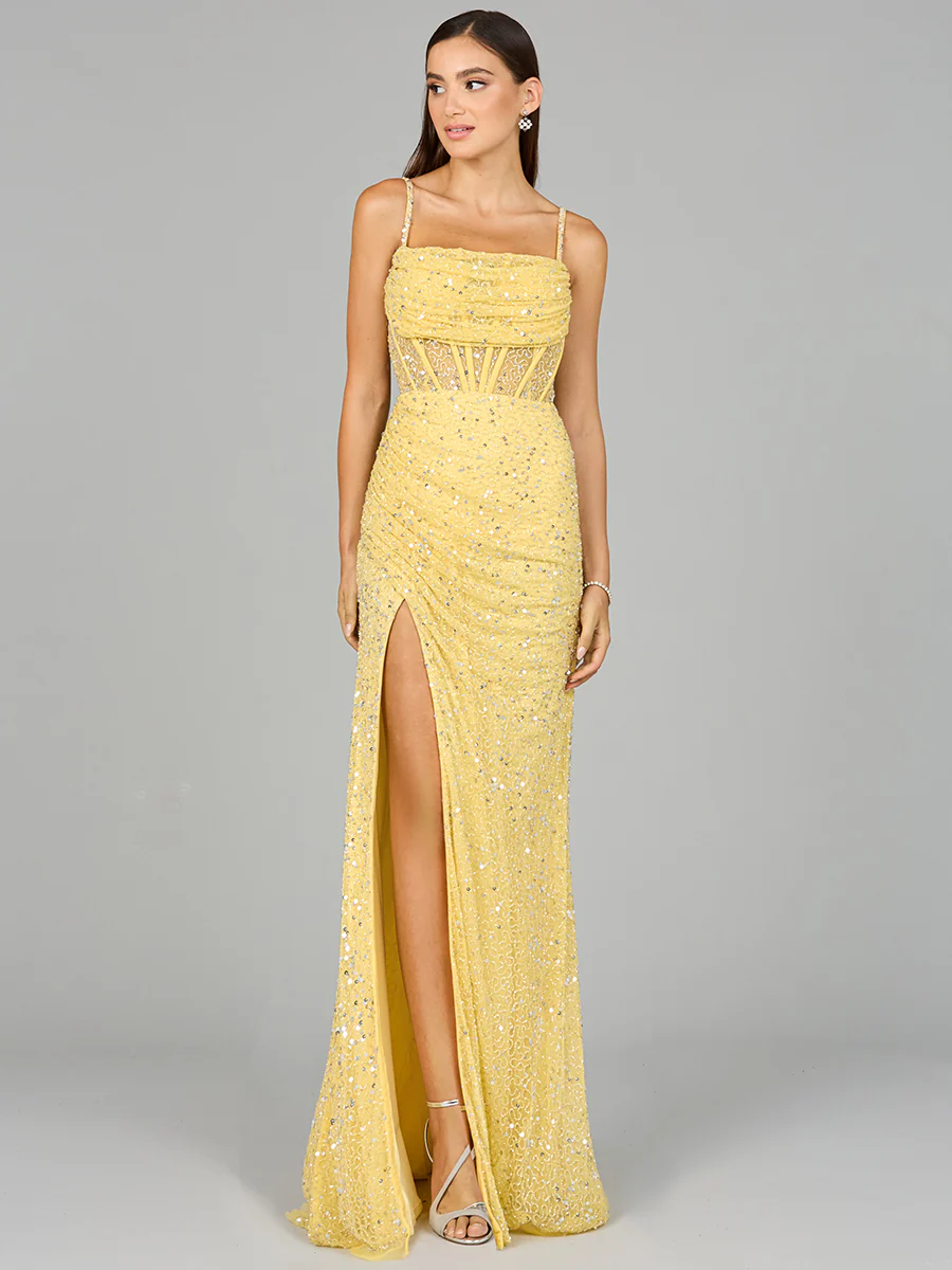 Elegant Corset Gown with Slit - Image 2