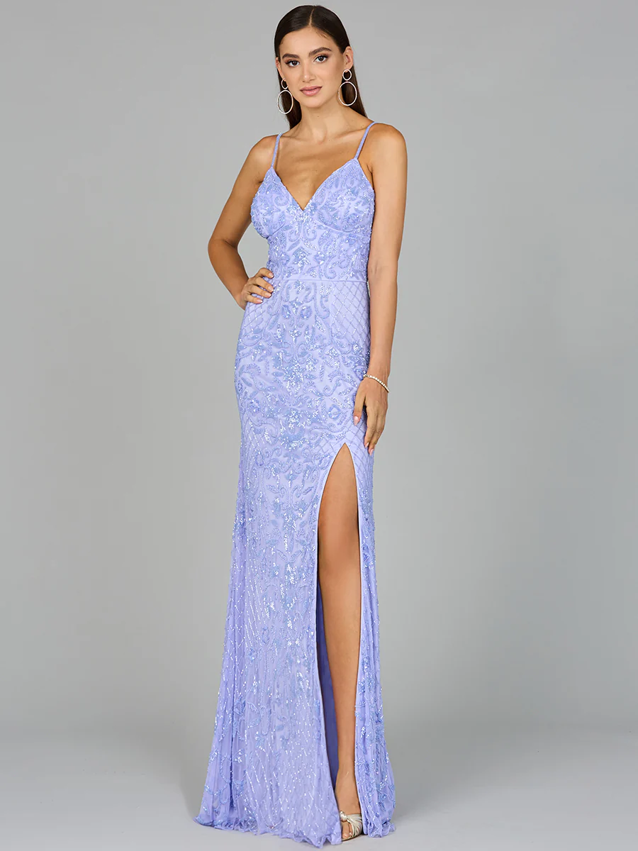 Body Con V-Neck Beaded Gown - Image 3