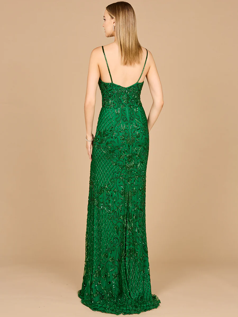 Body Con V-Neck Beaded Gown - Image 4