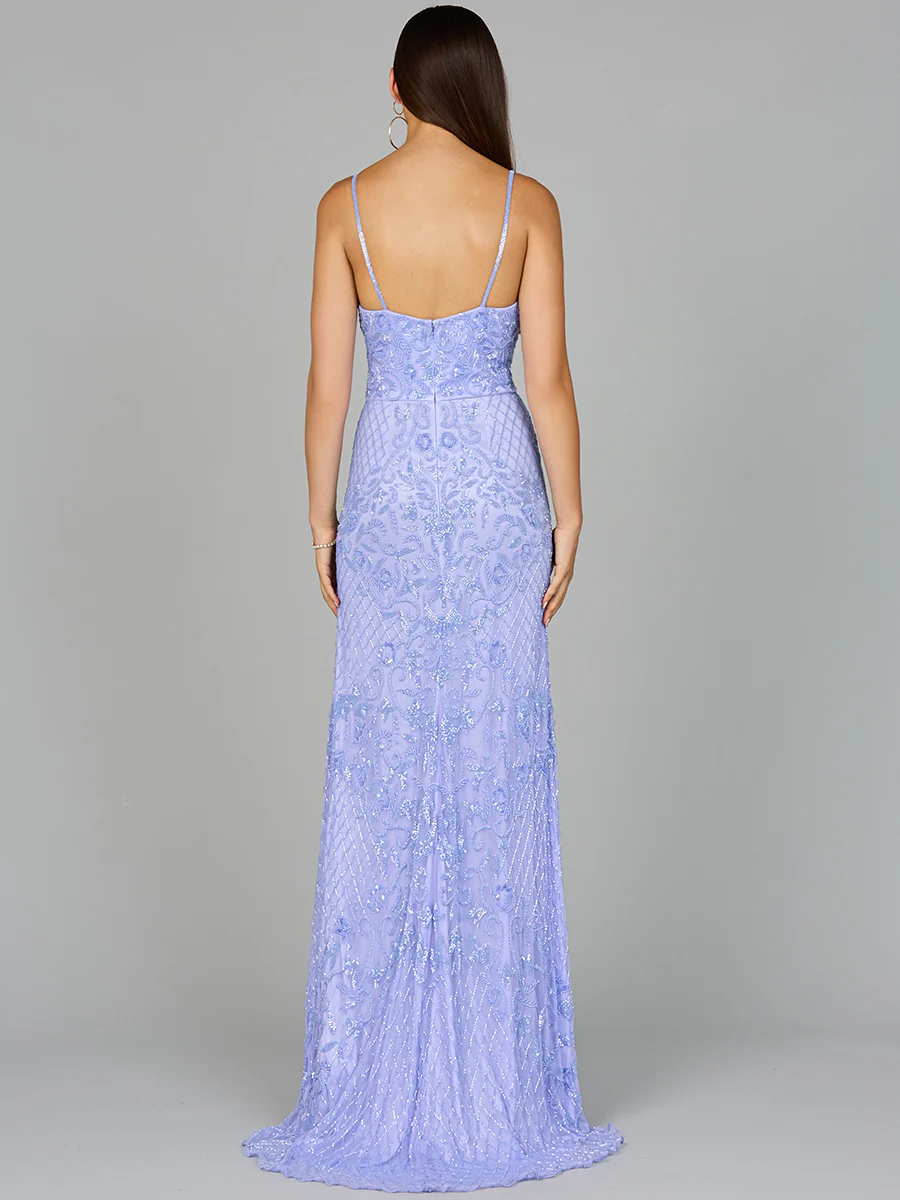 Body Con V-Neck Beaded Gown - Image 6