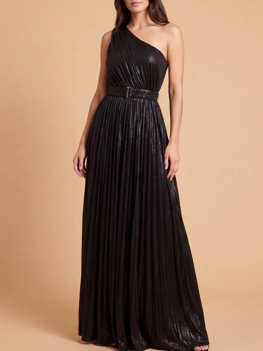 One Shoulder Metallic Dress | 28844