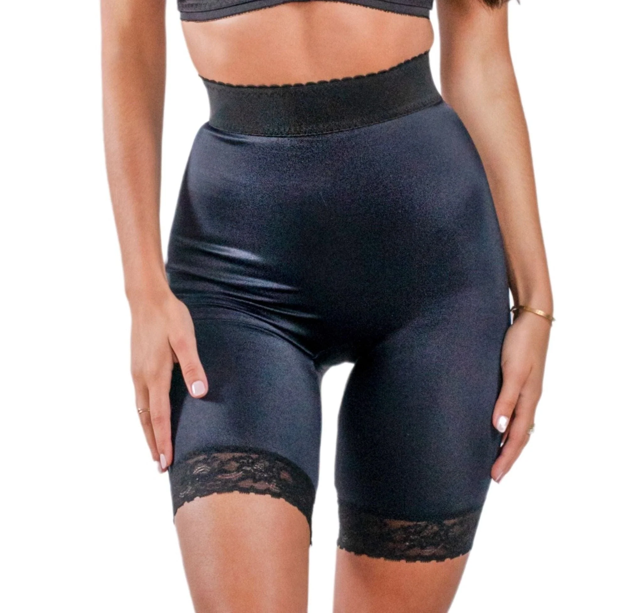 High Waist Light Shaping Bike Short | Satin 4-Way Stretch with Built-In Panty - Style 518
