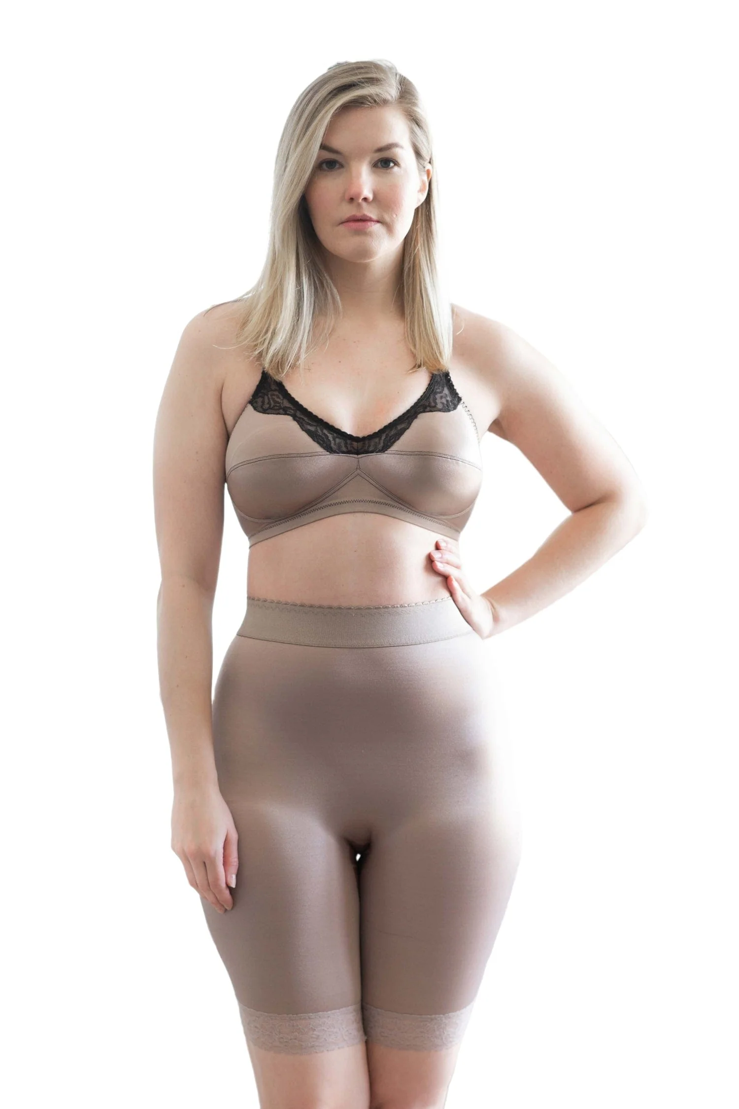 High Waist Light Shaping Bike Short | Satin 4-Way Stretch with Built-In Panty - Style 518 - Image 10